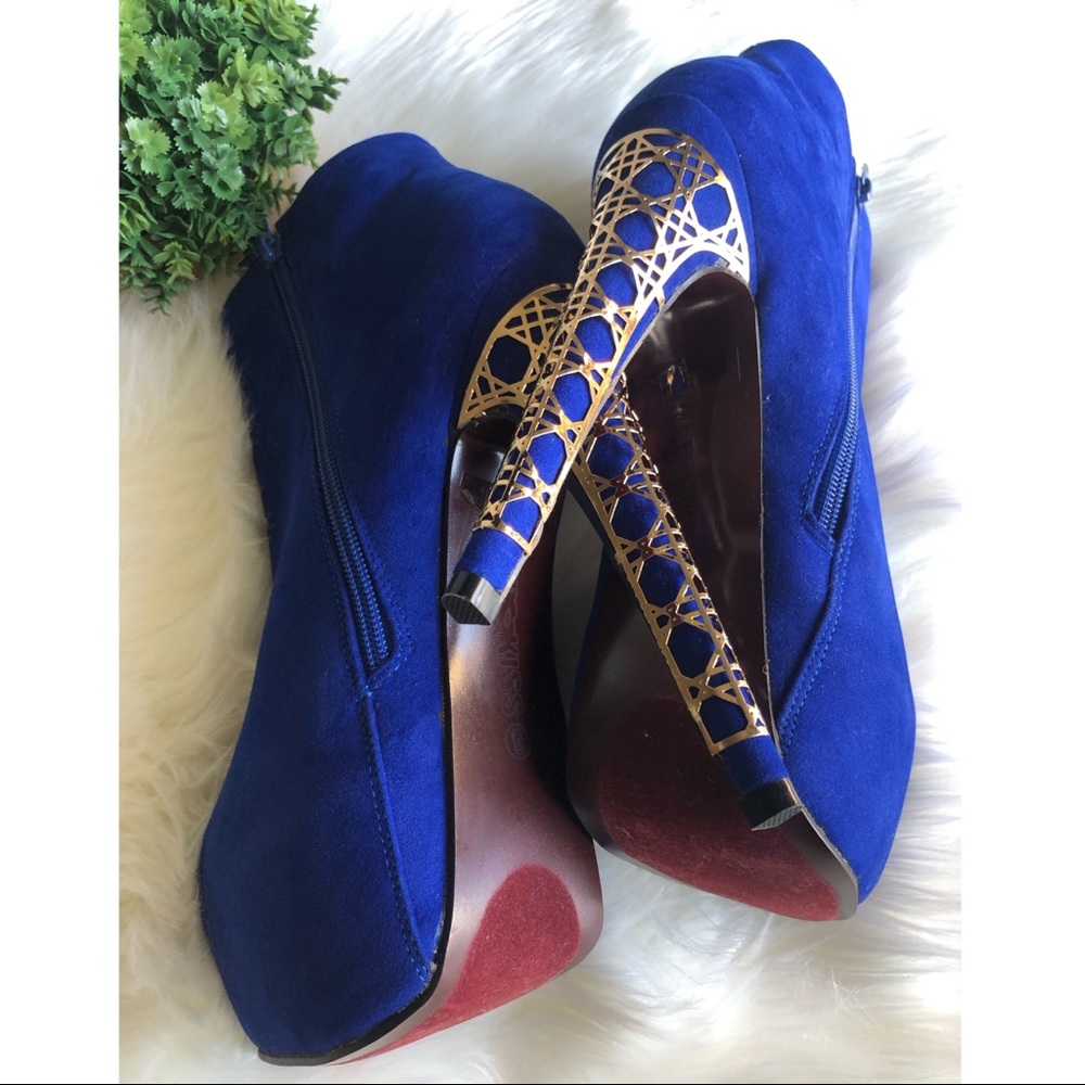 🆕 Royal Blue Platform Stiletto Booties - Picture 3 of 7